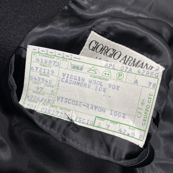 Giorgio Armani Mens Black Virgin Wool Cashmere Blend Overcoat Made in Italy 42R - Picture 15 of 16